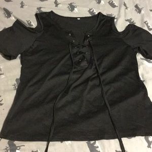 M/L open shoulder lace up top